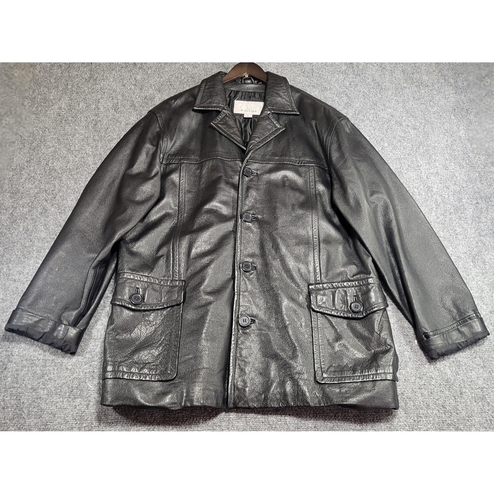 Vtg M. Julian by Wilsons Leather Jacket Black Quilted Lined Button Mens Sz Large